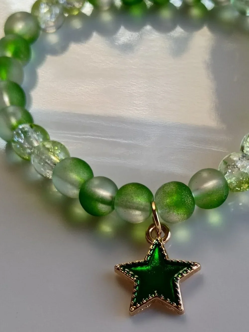 Green Star Kids Bracelet | Handmade Beaded Bracelet | 5.5